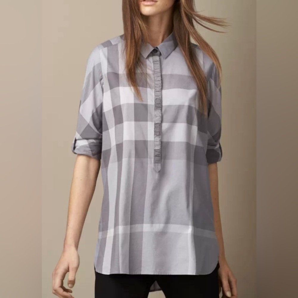 Burberry Light Blue and White Plaid Tunic